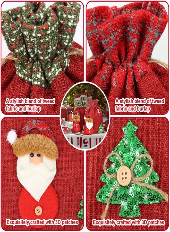 HRX Package 3D Christmas Gift Bags, 16x11 10.5x8 inch Xmas Drawstring Wrapping Bags Pouches for Holiday Goodie, Presents, Stocking Stuffers (5pcs) - Image 2